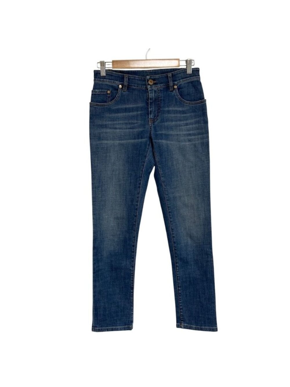 Brunello Cucinelli Straight Leg Low Rise Denim Pants Jeans Indigo Blue